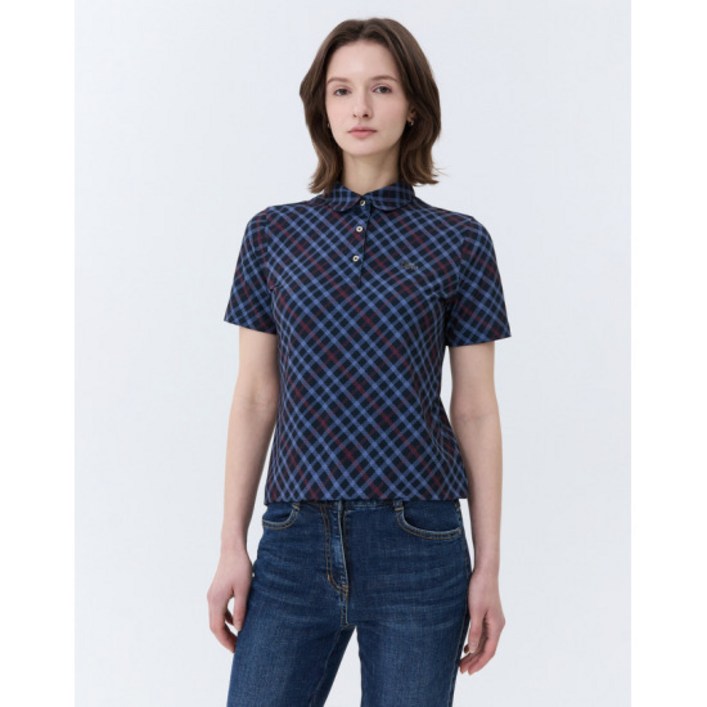 닥스골프 닥스 골프 여성 24 클리어런스스테디셀러 슬랜트 체크 로고 티셔츠 CHARCOAL GREY WNTS4B010CG 1818198