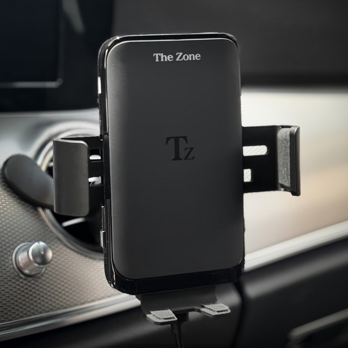 더존 차량용 15W 듀얼코일 FOD센서 고속 무선충전 거치대 TZC100S USB 시거잭