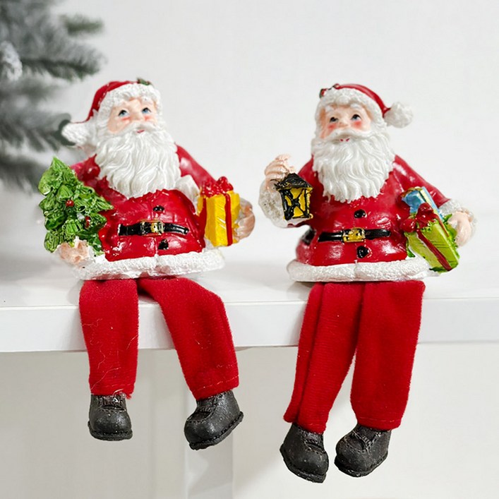 크리스마스 앉아있는 산타 인형 트리 장식 겨울 인테리어 소품