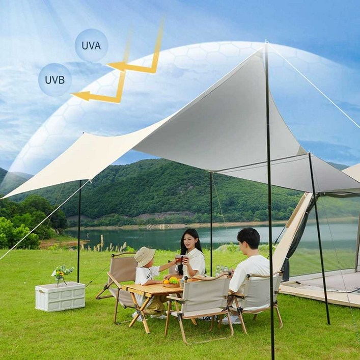 아이보리 TC면타프 3x4M 비달리도 휴식 면타프 접이식 헥사 캠핑