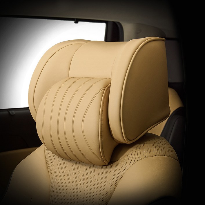 아임반 L6누빔 2세대 헤드레스트 차량용 목쿠션 자동차 목베개 1P, 1개, 새들브라운