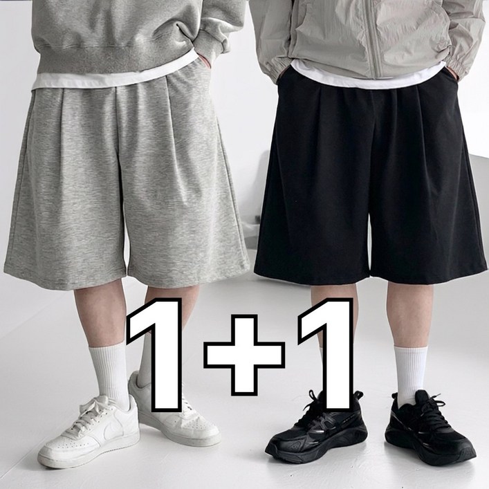 핏노블 2P 남자 버뮤다팬츠 7부 와이드 원턱 반바지 11