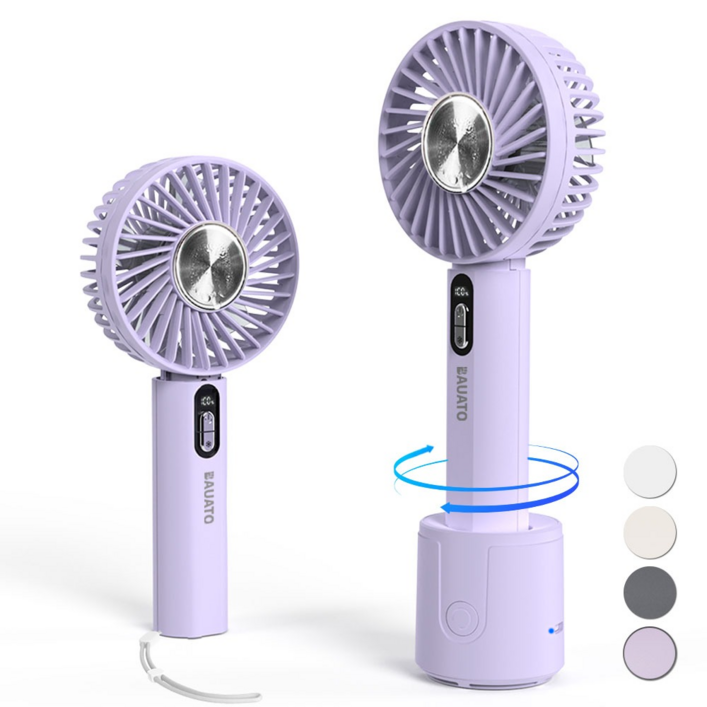 대류냉각 바우아토 에어링크 대류 냉각 미니 저소음 에어컨 휴대용 손 선풍기 회전 거치대, 퍼플