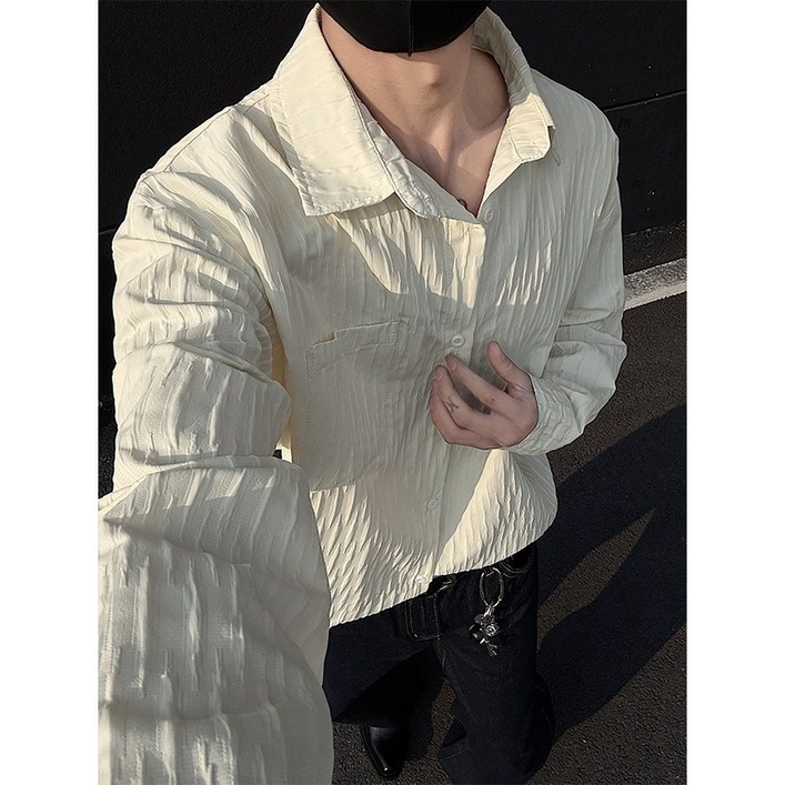 Asure 남성긴팔셔츠 오버핏셔츠 셔링결 루즈핏 셔츠 블레이저