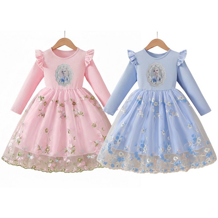 26년new 엘사 플라워 레이스 원피스 엘사 드레스 일상복판매중인 LED전자시계증정