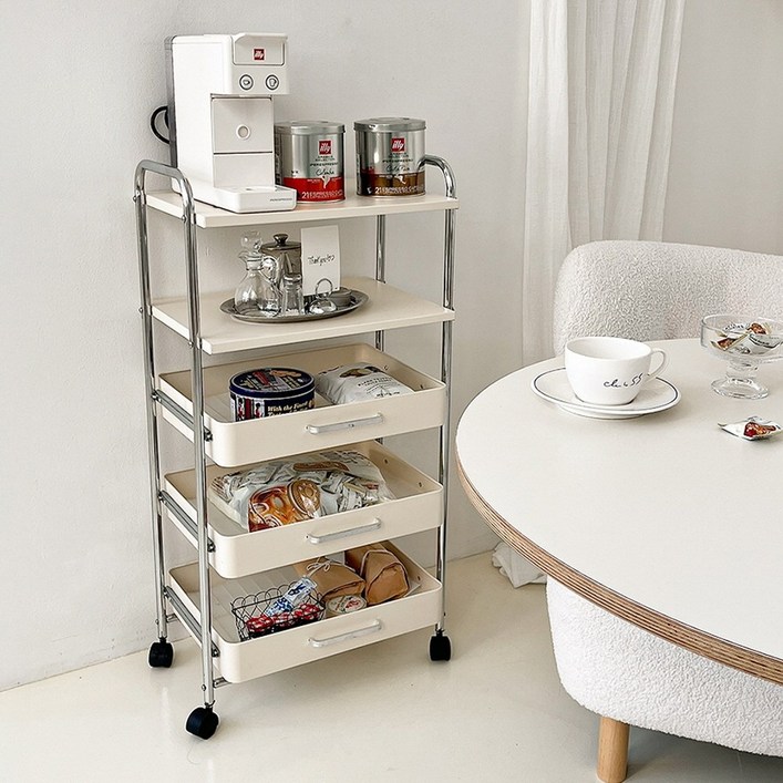 오틀리 슬라이딩 이동식 트롤리 선반