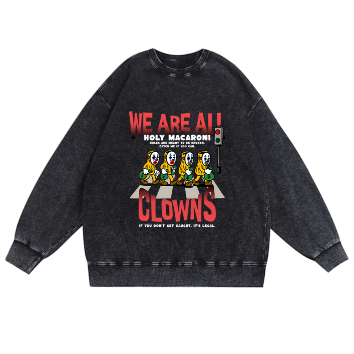 홀리마카로니 남녀공용 Macaroni CLOWNS 피그먼트 오버핏 프린팅 빅사이즈 스웻셔츠 맨투맨