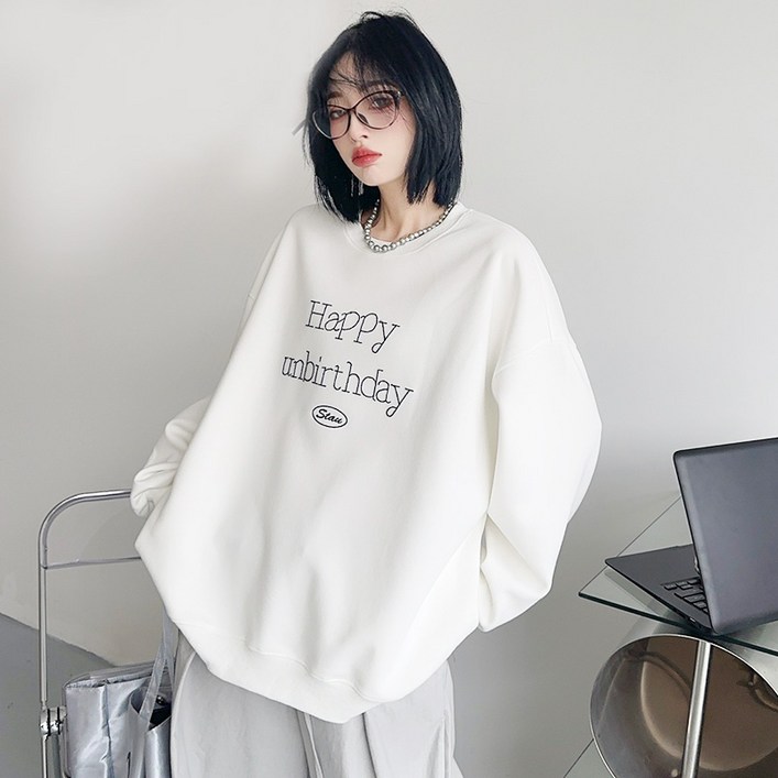 스피세프 남녀공용 오버핏 맨투맨 심플 긴팔 티셔츠