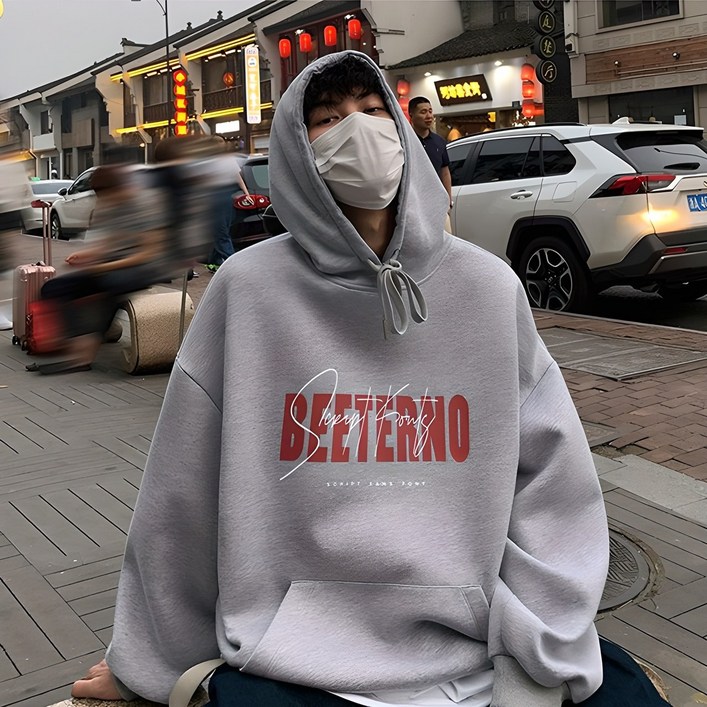 고퀄리티 남녀공용 BEETERNO 로고 프린팅 오버핏 후드 3COLOR M5XL 빅사이즈