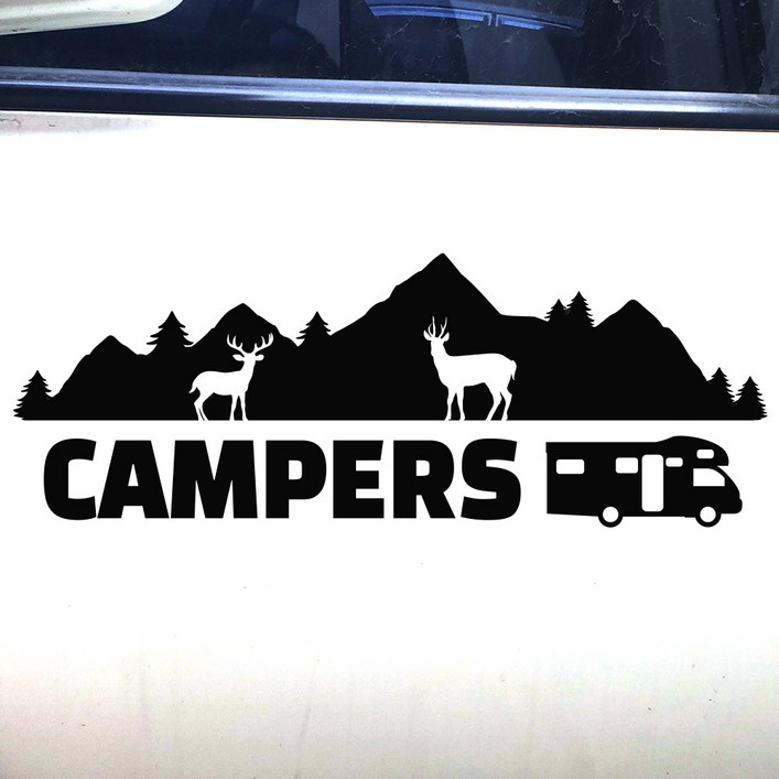 캠핑카 차량용스티커 튜닝 자동차스티커 카라반꾸미기 데칼스티커 10종, 블랙, 1개