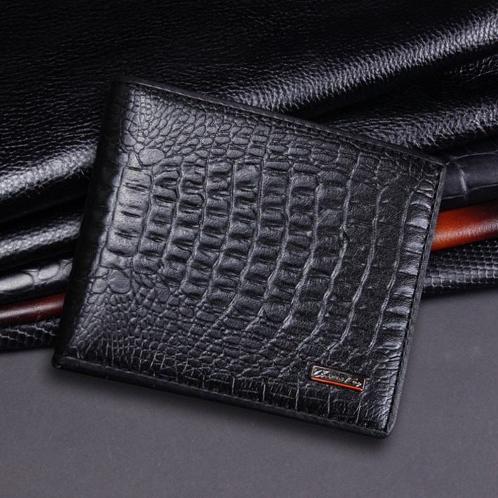크리스찬케리 남성 소가죽 반지갑 CK-1104 악어무늬 블랙 카드 지폐 수납 지갑