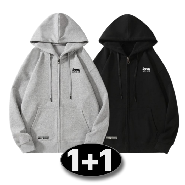 (1+1)JEEP SPIRIT 지프 여성 남자 후드 집업 가을 봄 2장 세트