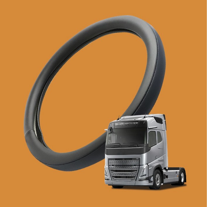 자동차친구 투라인 대형차 핸들커버 FH 적용, 모노블랙 450mm