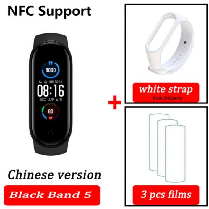 스마트 워치 손목 밴드 Xiaomi Mi Band 5 팔찌 컬러 AMOLED 스크린 Smartband Fitness Traker 블루투스 스포츠 방수