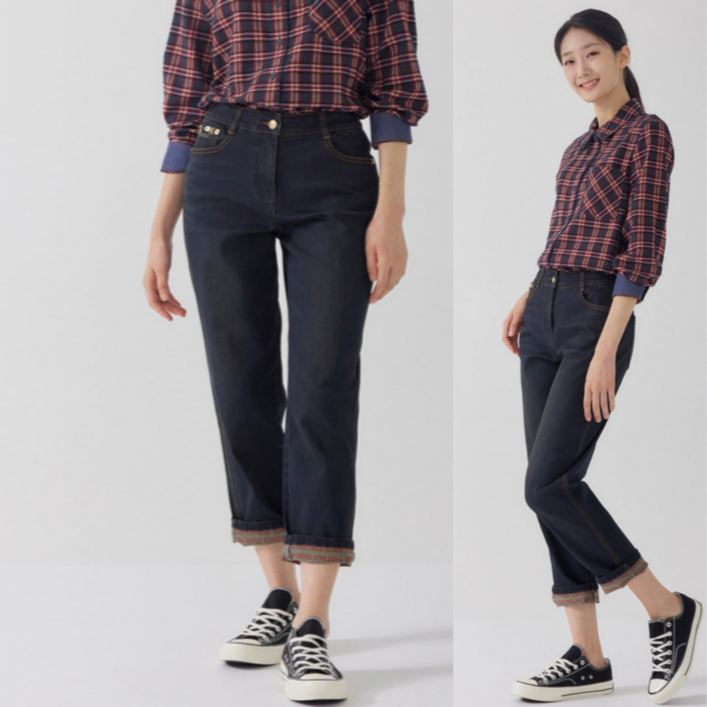 지센창원여성 레터링 슬림 배기 데님팬츠 LCDPO824