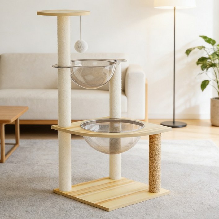 SeekFun 튼튼 원목 캣타워 캣트리 고양이 장난감 캣폴