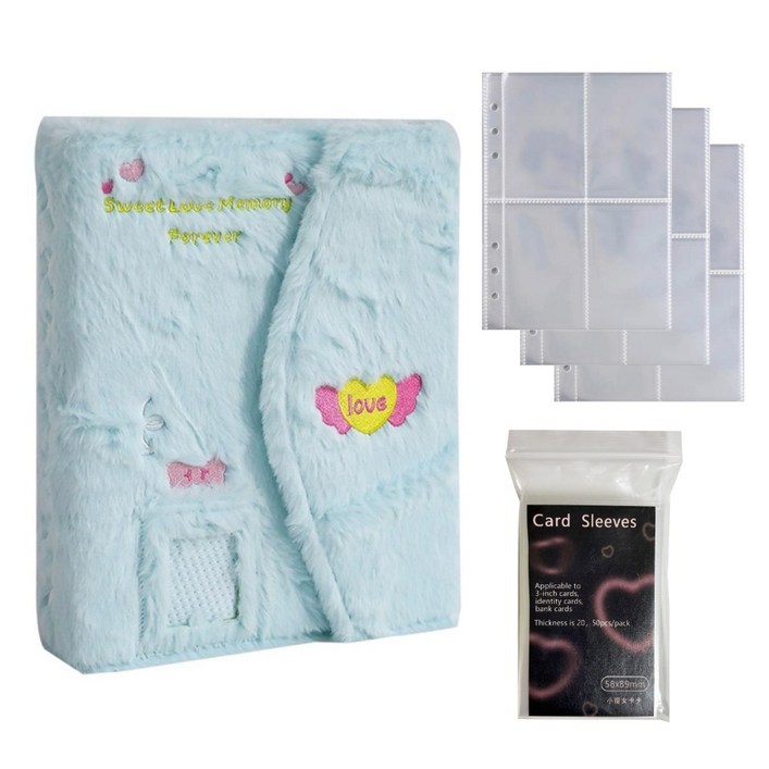 보라팬시 6공 털 포카바인더 4칸 양면속지 30장 카드슬리브 포함