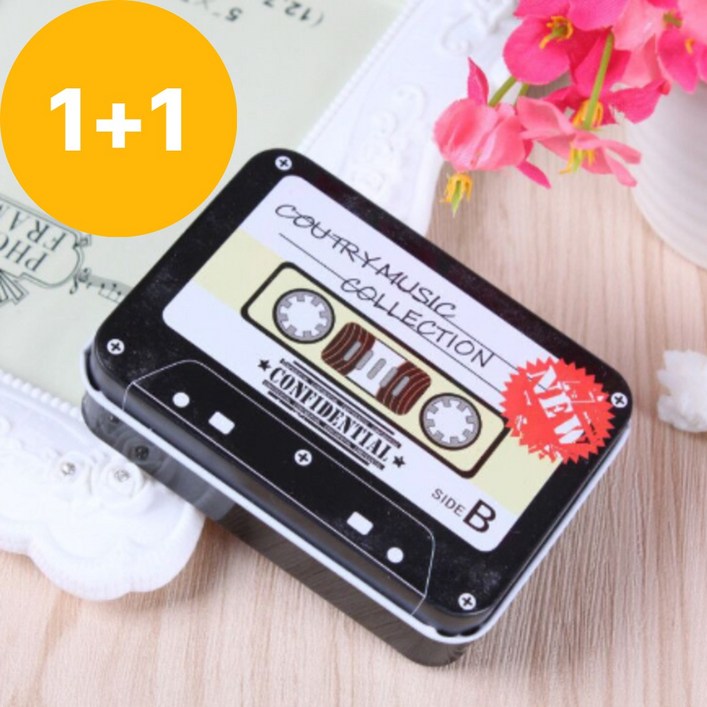 도치코 틴케이스 사각틴케이스 미니틴케이스 빈티지틴박스, 2개, 테이프틴케이스