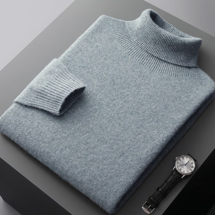 캐시미어 100 목폴라 남자캐시미어니트 울니트 3XL 가을 겨울 남성 목폴라 니트 부드러운 캐시미어 오버핏 터틀넥 스웨터 QOYO