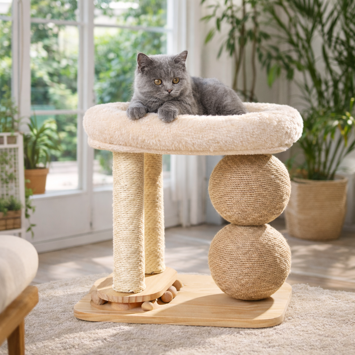 위너랙 고양이 미니 소형 캣타워 숨숨집 스크래쳐 소형 원목 장난감 국내배송, 1개, 올인원