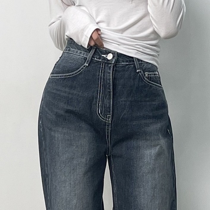 베리 스티치 다크블루 와이드 롱 청 바지 국내제작