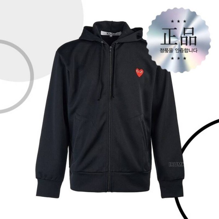 꼼데가르송 FW24 공용 하트 와펜 후드티셔츠 AX T172 051 1 BLACK 249371