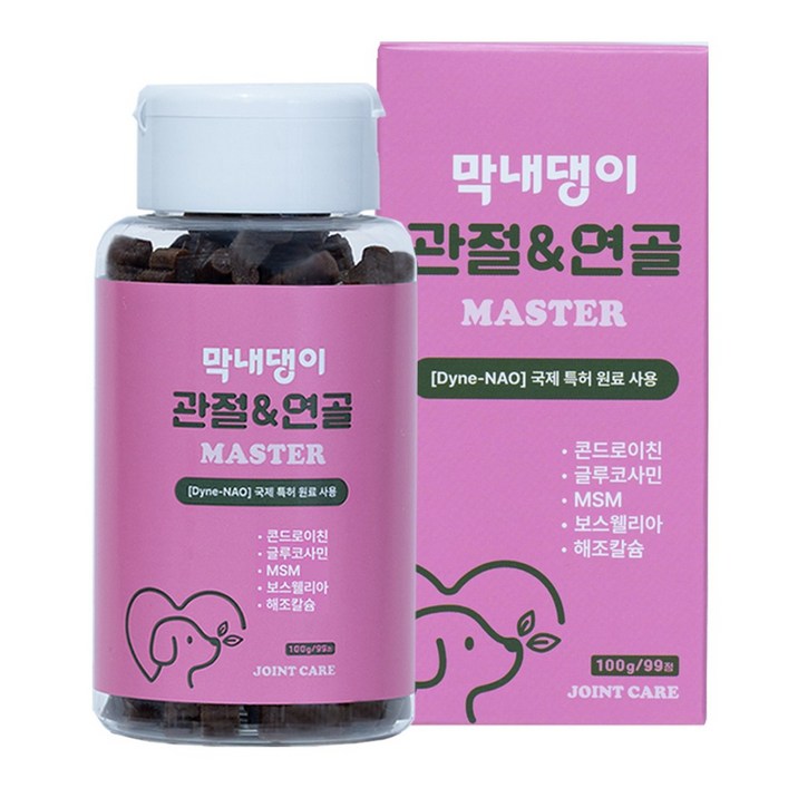 강아지 관절영양제 고함량 슬개골 탈구 예방 콘드로이친 막내댕이 관절연골 마스터 100g, 1개, 뼈관절강화, 99정