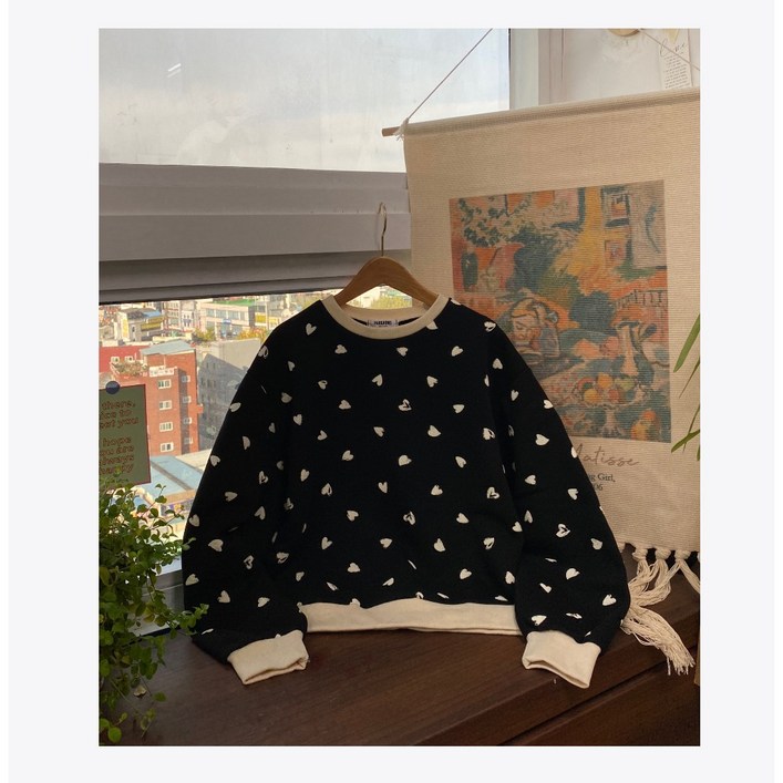 메리브 하트발포기모맨투맨 여성맨투맨 기모 맨투맨 여성티셔츠 one color