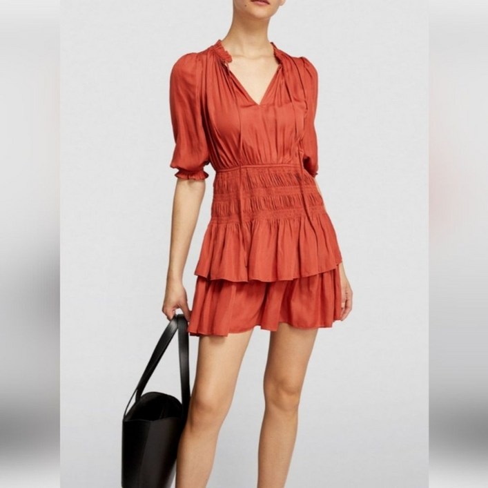 마쥬 마제 라지 새틴 티어드 드레스 사이즈 40 US 8 플레어 5208840