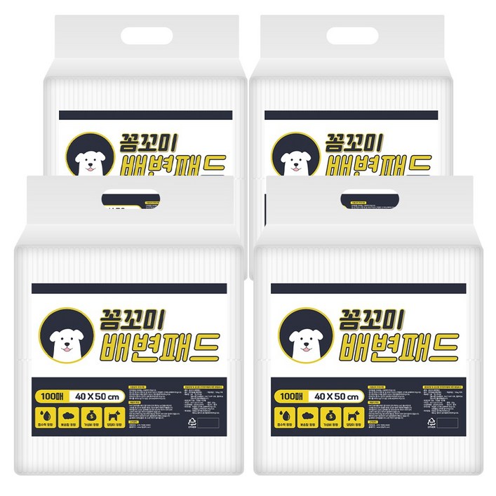 댕냥이 강아지 배변패드 절약형 꼼꼬미패드 100매 x 4팩 가성비 대용량 애견패드, 4개, 100개입