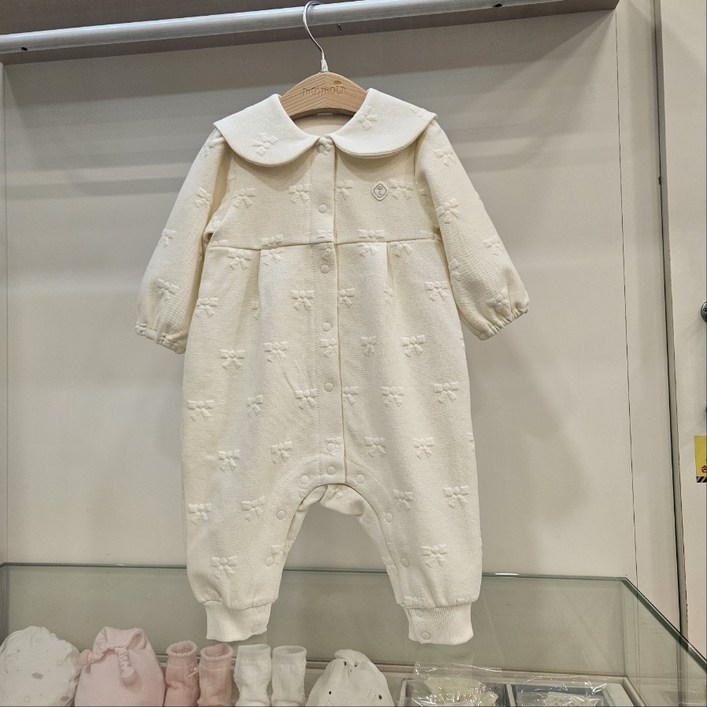 모이몰른 25 자넷 우주복세트 사랑스러운 리본 자카드 소재의 다이마루 우주복세트