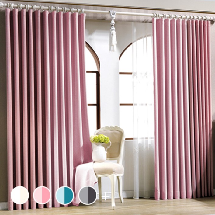 빠른배송 시우데코 투톤 암막커튼 2p커튼끈커튼봉 or 커튼레일 세트