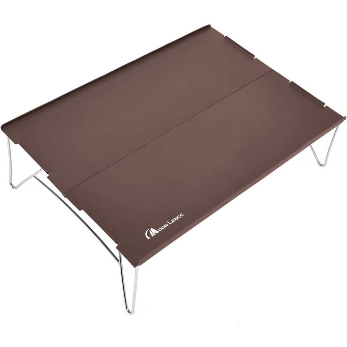 MOON LENCE 접이식 캠핑 백패킹 알루미늄 미니 테이블 등산 초경량, 갈색