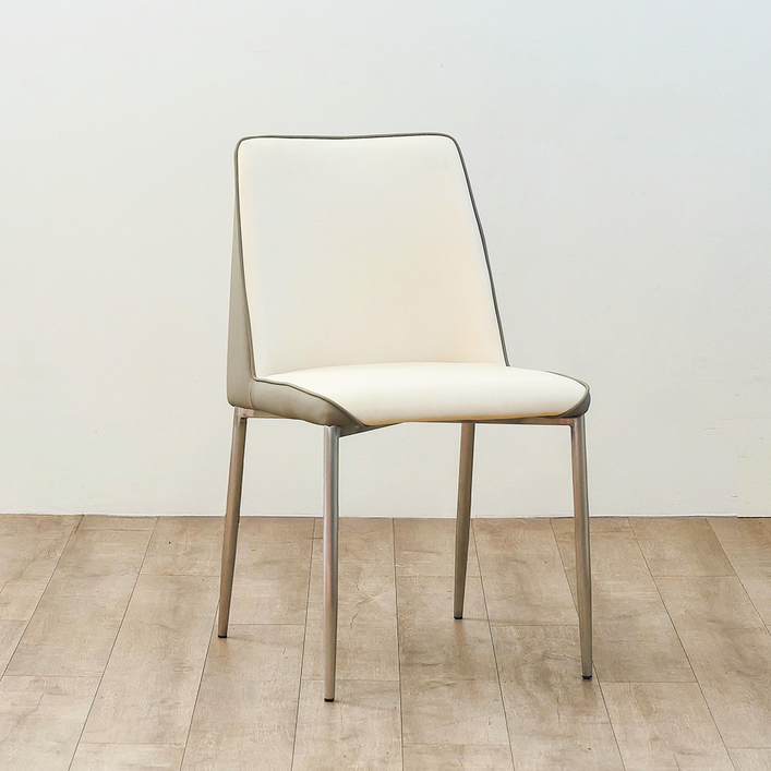 퍼니인어스 아델체어 식탁 가죽 의자 스틸체어 쿠션 편안한 의자 디자인 카페 체어, 1개, 아이보리