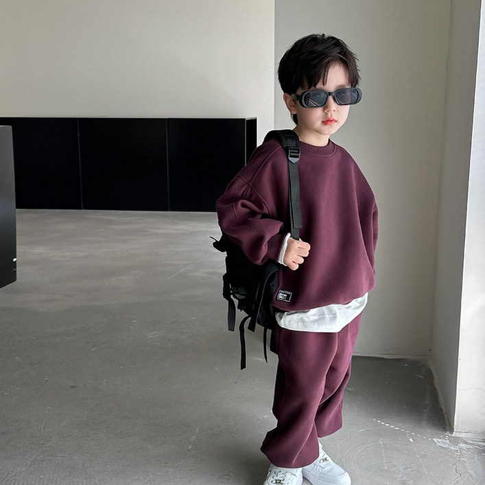 설온 남아 오버핏 맨투맨 조거팬츠 트레이닝 투피스 세트