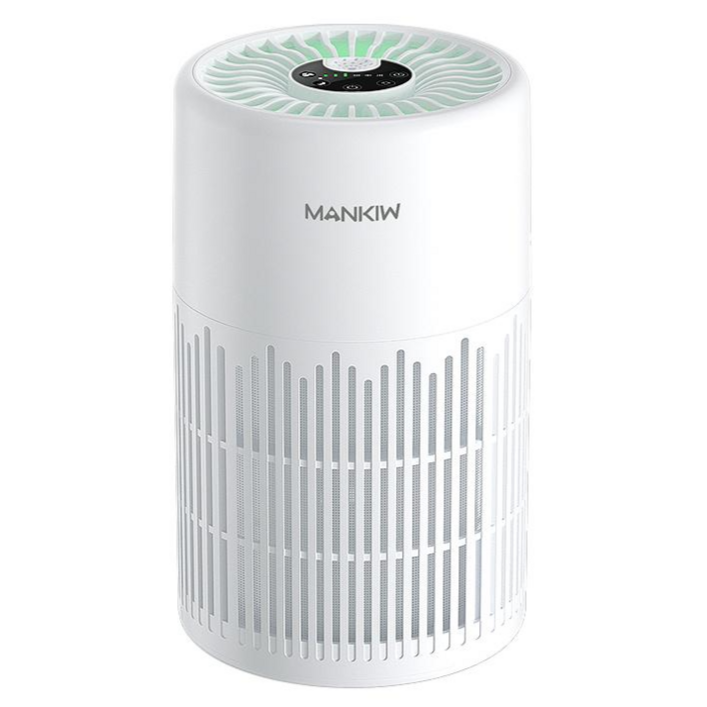 Mankiw맨큐 저소음 미니 공기청정기 최대 30제곱미터 초미세먼지 제거 다중 항균 필터 무드등 지원 PC-AP01, 화이트