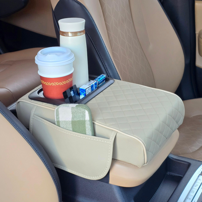 블루홀스 차량용 팔걸이 콘솔쿠션, 1개, 베이지 샌드