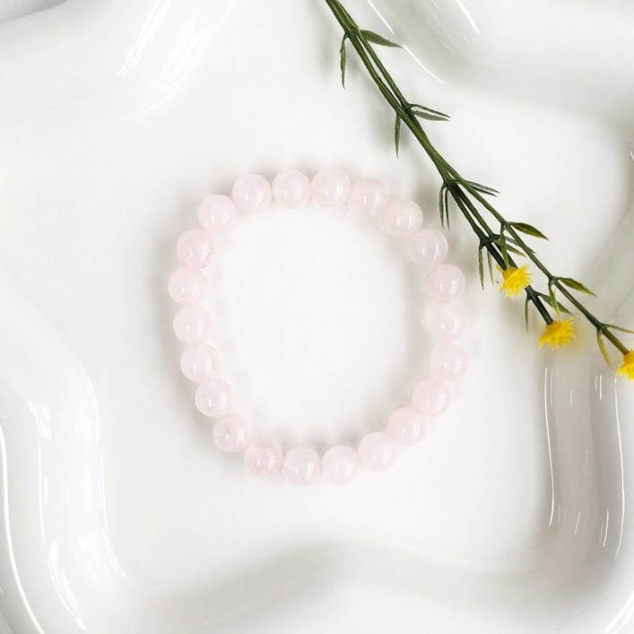 천연 로즈쿼츠 원석 장미수정 파워스톤 팔찌 사랑운 염주