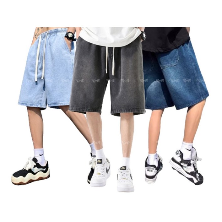 일이오 스탠다드 밴딩 와이드 5부 청반바지 일이오 스탠다드 밴딩 와이드 5부 청반바지