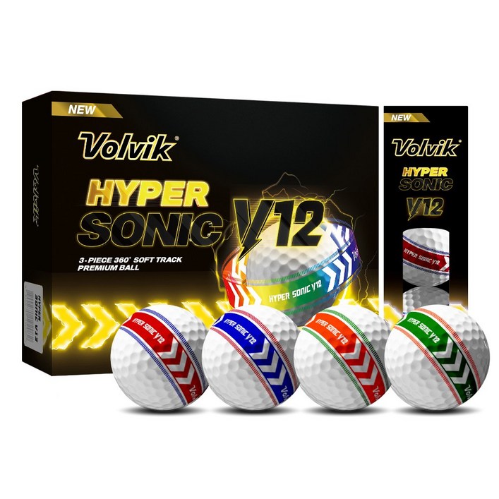 볼빅 골프공 하이퍼 소닉 V12 소프트 트랙 360도 고반발 3피스