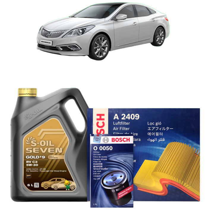 그랜저 HG 3.0 가솔린 엔진오일세트 세븐골드 9 RV C3 5W30