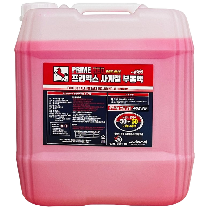 말표 물없이 바로쓰는 50:50 프리믹스 프리미엄 사계절 냉각수 빨강 / 차량용 부동액 / MALPYO, 1개, 18L