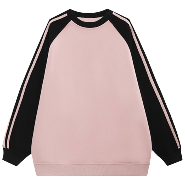 DODLXL 남녀공용 라운드넥 소매 스트라이프 커플티 봄가을 패션 배색 긴팔 맨투맨 티셔츠 상의