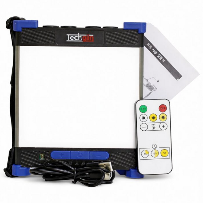 (크기: 소) 밝고환한 캠핑랜턴 리모콘작동 2천루멘스 10,000mAh LED 초강력자석 충전식 대용량 배터리 휴대폰충전 텐트 야영 차박 걸이식 감성 조명 손전등, 100개, 블루