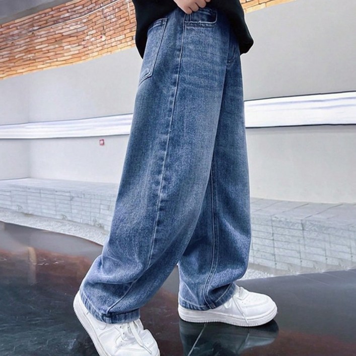 초등 주니어 워싱 와이드 청바지 봄가을용겨울기모 130170호