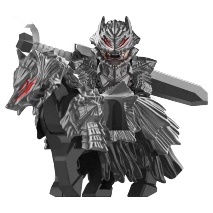 베르세르크 광전사 가츠  말 2종 호환블록 커스텀 미니피규어 다크판타지 불멸의 용병 가츠그리피스매의단, 1개, 03. 베르세르크  가츠  말 세트로켓