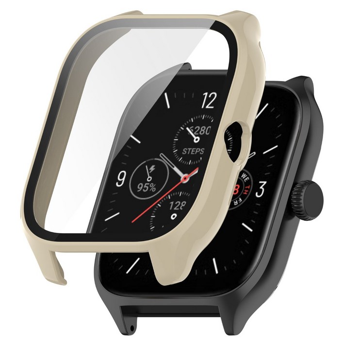 아야 11 어메이즈핏 GTS4GTS4miniGTR3 프라임 풀커버 강화유리 일체형 케이스, 11베이지, 2개