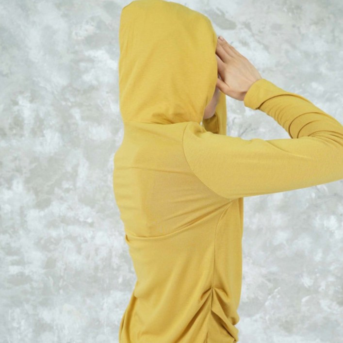 벅시루 여성 이중후드 옆셔링 무지 이너 봄가을 여자 폴딩 티셔츠