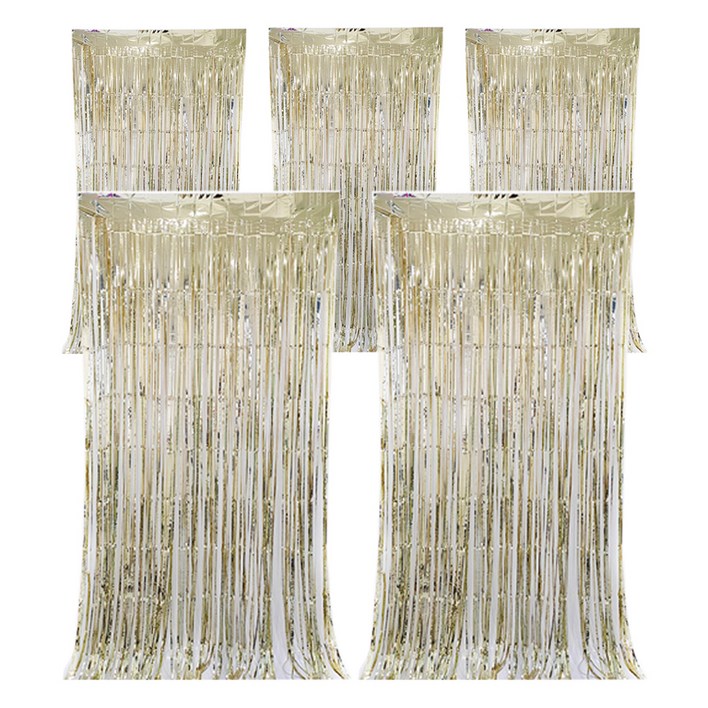 코히모 파티 장식 커튼 5W0328, 5개, 샴페인골드