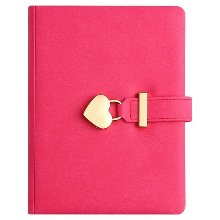 마메 하트 잠금 자물쇠 만년 다이어리, 핑크, 1개